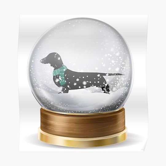 Discover Dachshund Holidog Snow Globe Premium Matte Vertical Poster