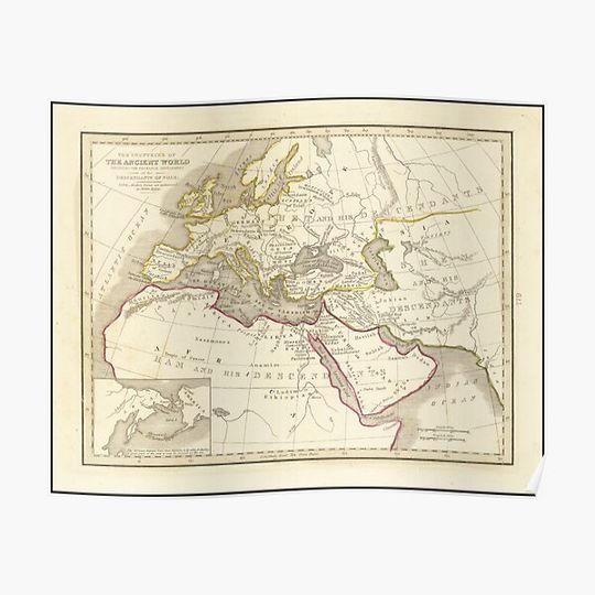 Discover Vintage Map Print - 1825 Map of The Countries of The Ancient World Premium Matte Vertical Poster