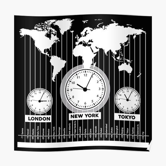 Discover Time Zone Map New York Premium Matte Vertical Poster