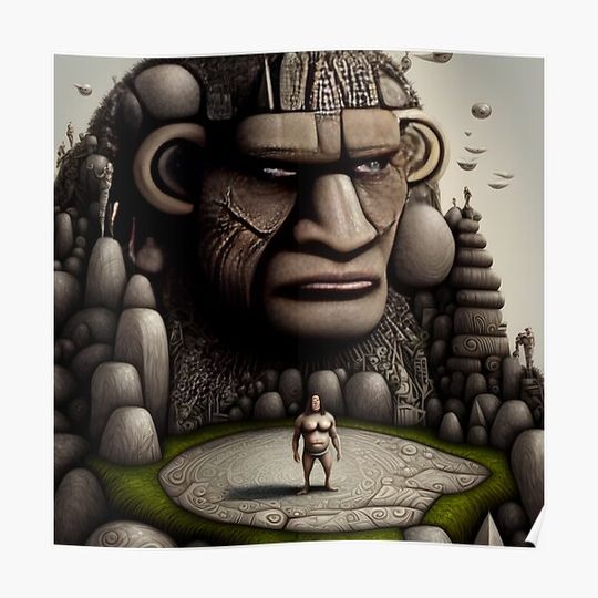 Discover aztek statue-Easter Island-easter island statue-rapa nui-Isla de Pascua Premium Matte Vertical Poster