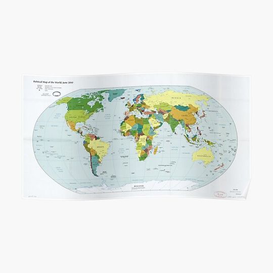 Discover Political Map of the World (June 2010) Premium Matte Vertical Poster