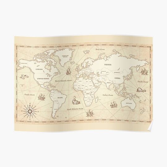 Discover detailed political world map Premium Matte Vertical Poster