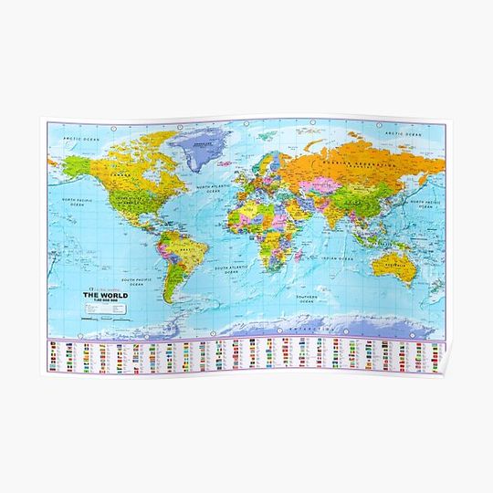 Discover Global Mapping World Map Countries Premium Matte Vertical Poster
