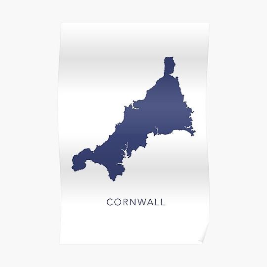 Discover Map of Cornwall UK Premium Matte Vertical Poster
