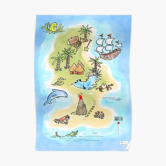Discover Treasure Island Map Premium Matte Vertical Poster