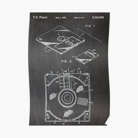 Discover Computer Floopy Disk Patent Premium Matte Vertical Poster