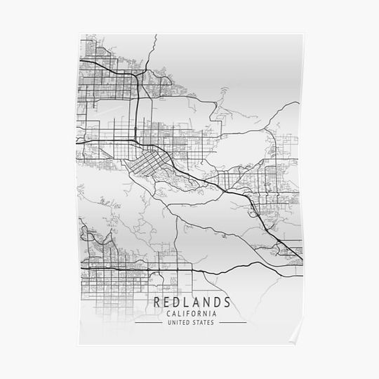 Discover Redlands  -  California - US Gray City Map Premium Matte Vertical Poster