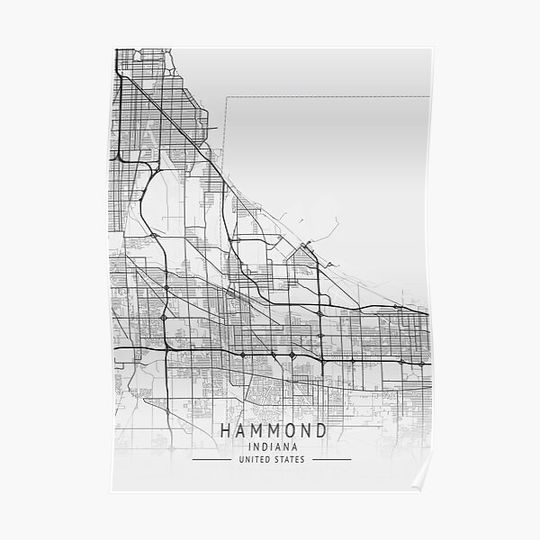 Discover Hammond  -  Indiana - US Gray City Map Premium Matte Vertical Poster