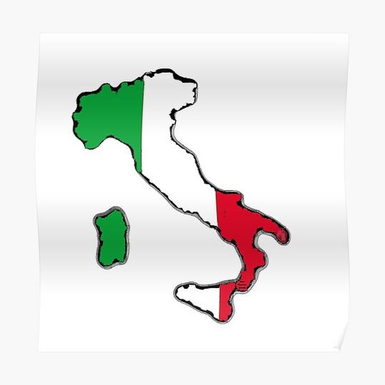Discover Italy Map With Italian Flag Premium Matte Vertical Poster