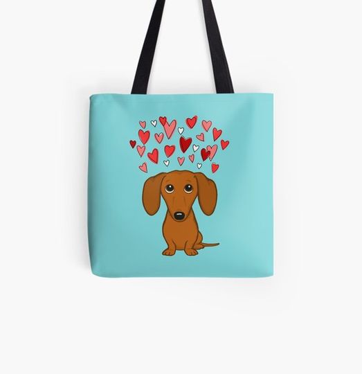 Discover Cute Dachshund with Hearts Bag