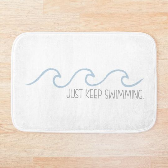 Discover Just Keep Swimming Wave Bath Mat