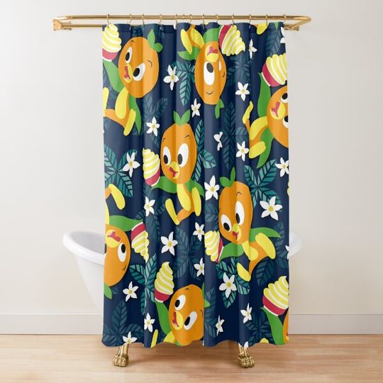 Discover Orange Bird & Citrus Swirl Shower Curtain