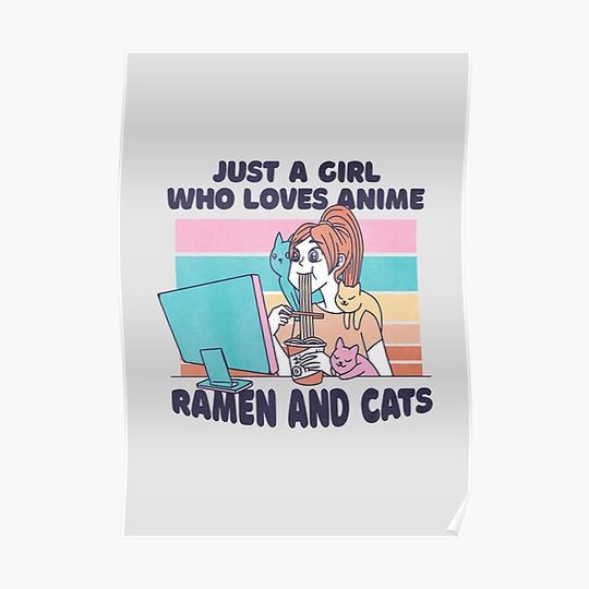 Discover girl loves anime and ramen Premium Matte Vertical Poster