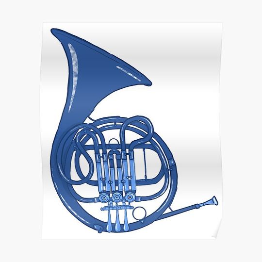 Discover Blue French Horn Premium Matte Vertical Poster