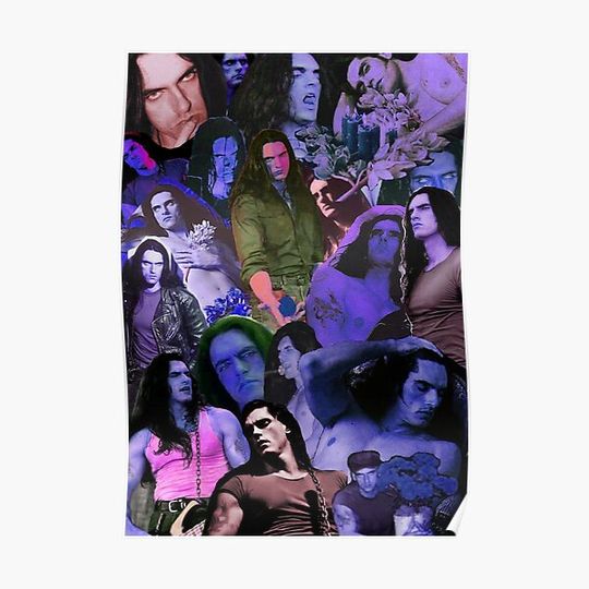 Discover Vintage Style Riso Peter Steele Dark Goth Collage Premium Matte Vertical Poster
