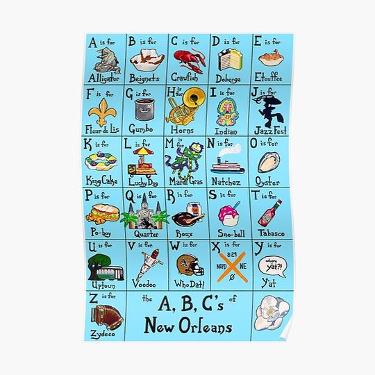 Discover Collage The Alphabet of New Orleans Premium Matte Vertical Poster