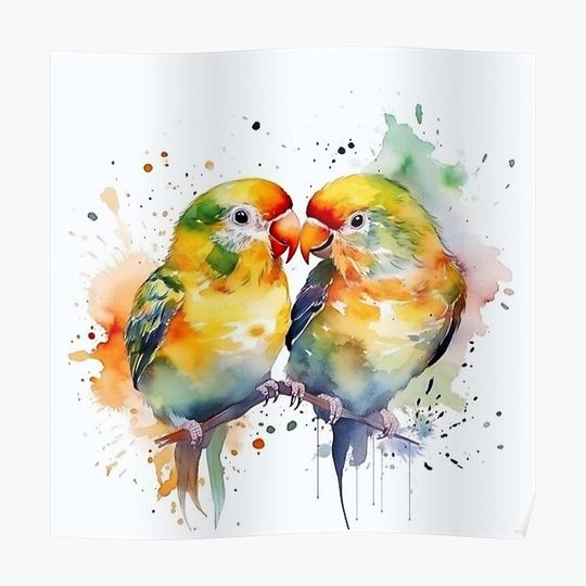 Discover Lovebirds - Digital Download, Custom Portrait, Printable Premium Matte Vertical Posters