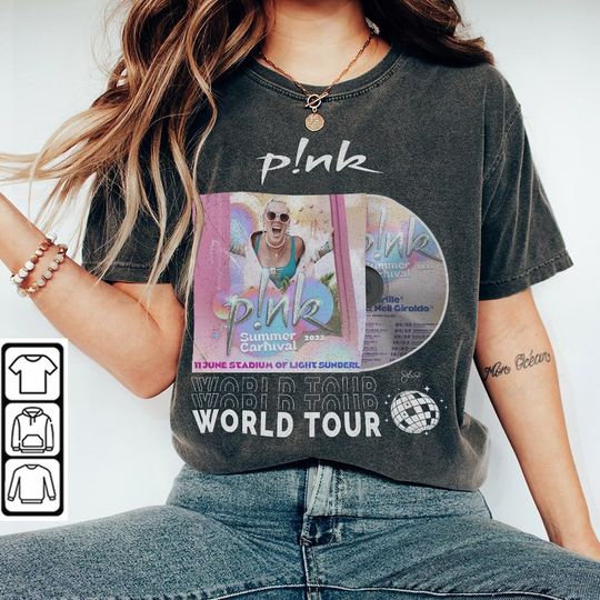Discover P!nk Music Shirt, 90s Y2K Merch Vintage Pink Summer Carnival 2023 Tour Tickets Album Graphic Tee