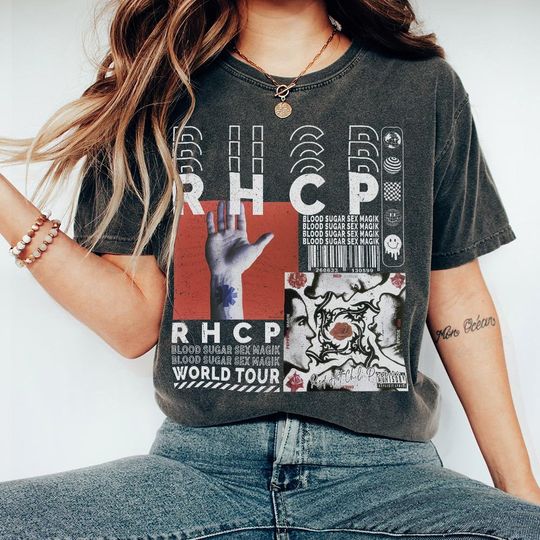 Discover Red Hot Chili Peppers Blood Music Shirt, Vintage RHCP World Tour 2023