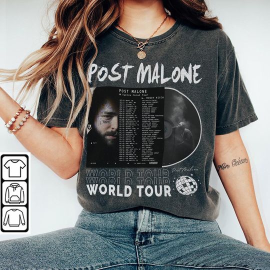 Discover Post Malone Music Shirt, Vintage Post Malone Twelve Carot Tour 2023 Graphic Tee