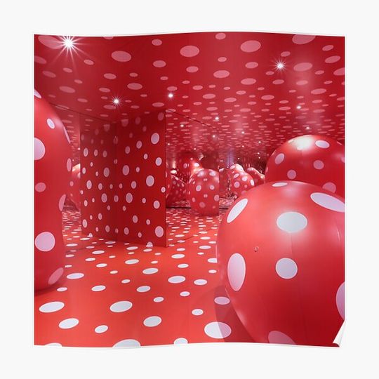 Discover Yayoi Kusama The Red Obsession Dots Premium Matte Vertical Poster