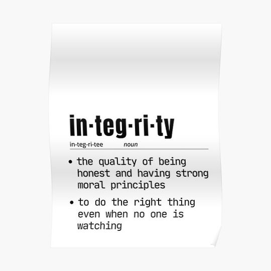Discover dictionary poster print of the word integrity Premium Matte Vertical Poster