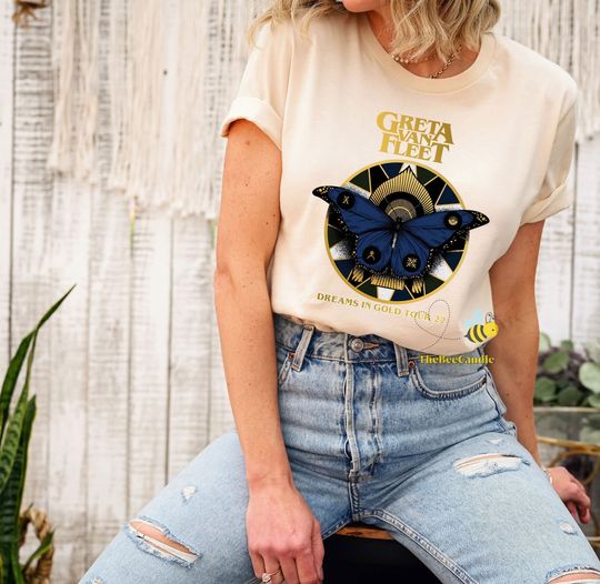 Discover Greta Van Fleet T-Shirt, Greta Van Fleet Rock Band Shirt, Dream In Gold Tour 2023 Shirt