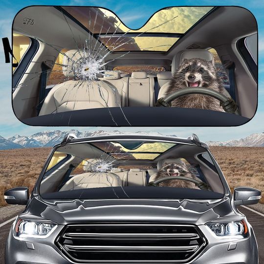 Discover Raccoon Funny Car Sunshade, Raccoon Car Windshield, Raccoon Crack Car Sunshade