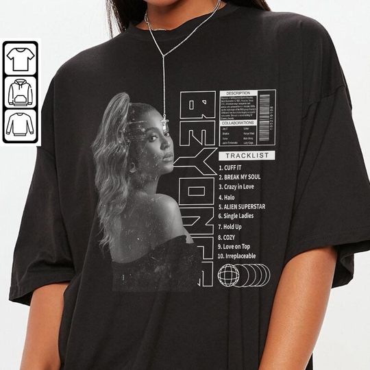 Discover Beyonce Tracklist Song Vintage Shirt, Beyonce Graphic Tee Shirt, Singer Music Tracklist Shirt