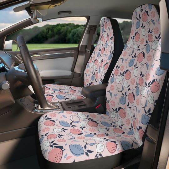 Discover Pink Citrus Tropical Set Of Two Car Seat Covers