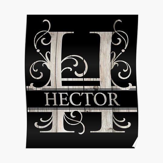Discover Hector Name - Wood Style  Monogram Letter H The Hector Name Gift For Hector Premium Matte Vertical Poster