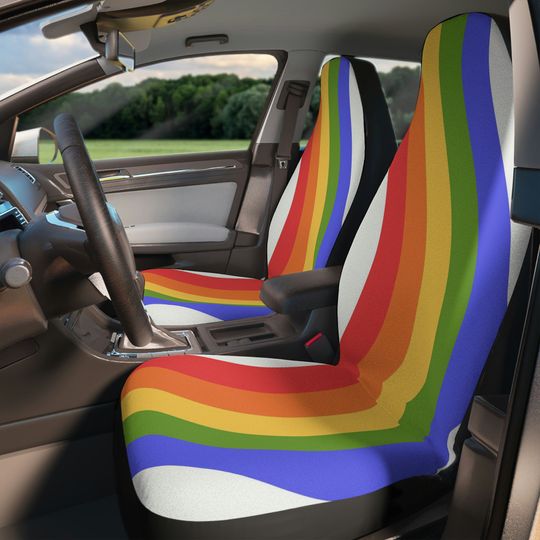 Discover Rainbow Car Seat Covers, 70s Boho Hippie Car Seat, Pride Car Seat Covers