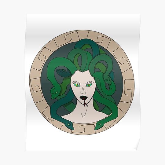 Discover Ancient Greece Mythology Gorgon | Medusa - Gorgon Head Premium Matte Vertical Poster