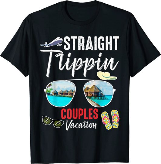 Discover Straight Trippin Couples Trip 2023 Beach Summer Vacation T-Shirt