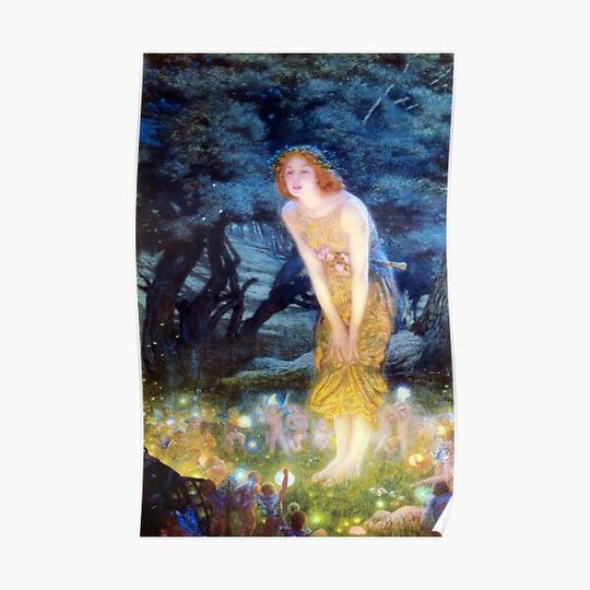 Discover Mid-Summer's Eve circle of fairies, vintage Pre Raphaelite art Premium Matte Vertical Poster