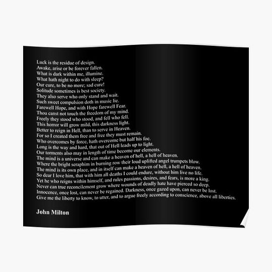 Discover John Milton Quotes Premium Matte Vertical Poster