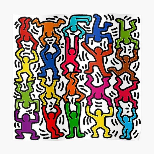 Discover Stick Figure Acrobats Premium Matte Vertical Poster