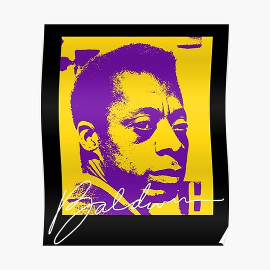 Discover Baldwin, James Baldwin, Purple Gold Shirt Illustration Premium Matte Vertical Poster