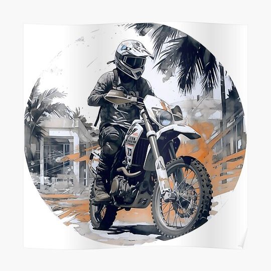 Discover Street Art Motorcross Rider in Graffiti Style Premium Matte Vertical Poster