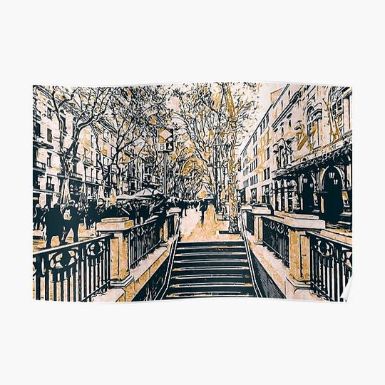 Discover Barcelona, La Rambla Premium Matte Vertical Poster