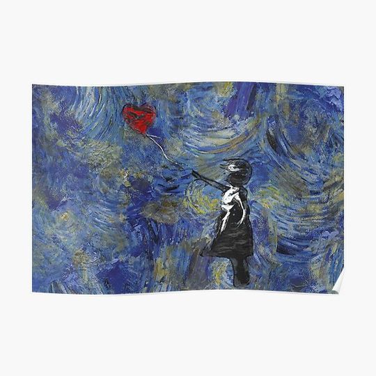 Discover Banksys Girl With A Balloon Oil painting Premium Matte Vertical Poster