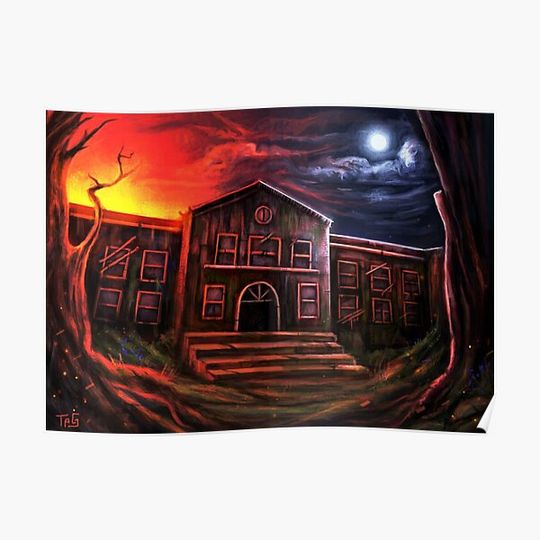 Discover Abandoned Building Spooky Halloween Art Premium Matte Vertical Poster
