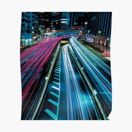 Discover Neon Tokyo Street At Night || Neon Tokyo || Premium Matte Vertical Poster