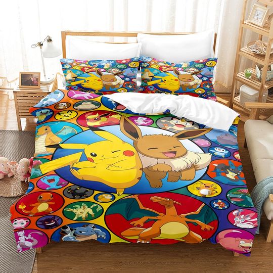 Discover Cartoon PKM Pika Bedding Set Home Decor