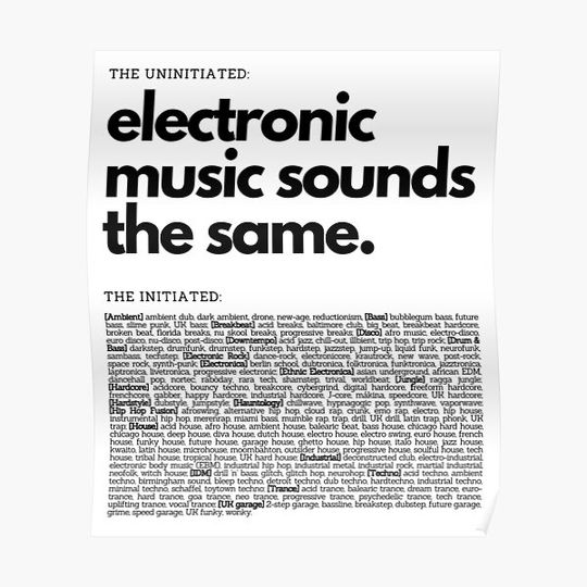 Discover Electronic Music Genre List Funny Techno Premium Matte Vertical Poster