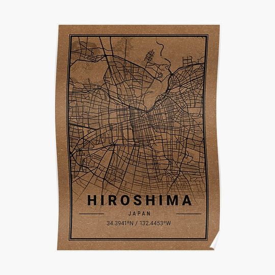 Discover Hiroshima Vintage City Map-Gift For Traveler Premium Matte Vertical Poster