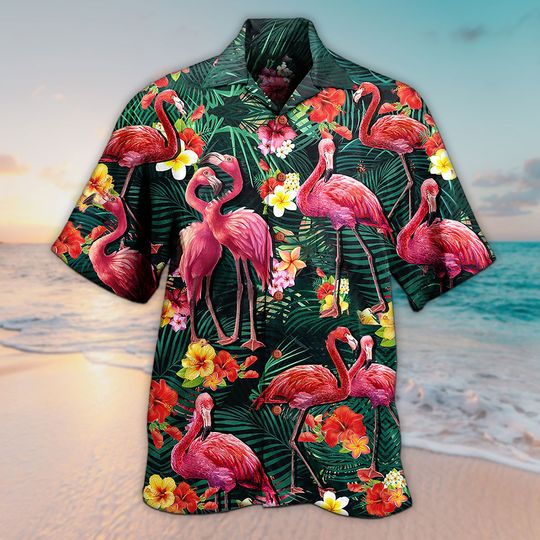 Discover Aloha Flamingo Couple Love Flowers Limited Edition Unisex Hawaiian Shirt
