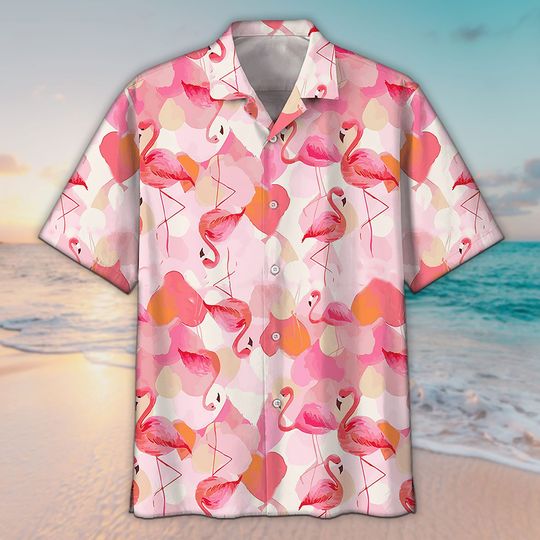 Discover Unisex Pinky Flamingo Donut Avocado Parrot Hawaiian Shirt