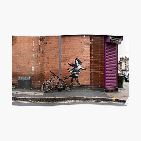 Discover Banksy - Hula Hooping Girl Premium Matte Vertical Poster