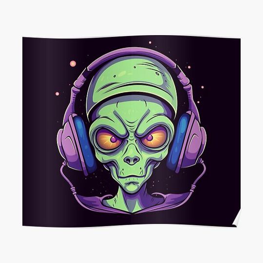 Discover alien dj Premium Matte Vertical Poster
